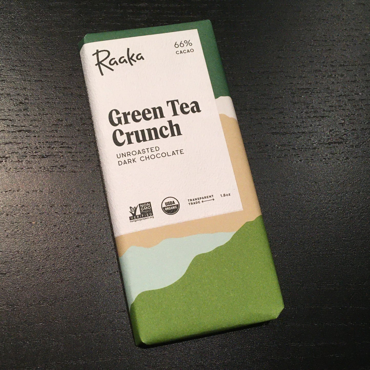 Raaka - Green Tea Crunch - 66% Dark Chocolate